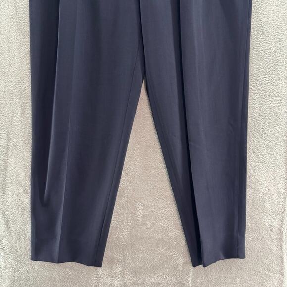 Lafayette148 Pants Women 8 Navy Blue Wool High Rise Tapered Leg Pleated Pockets - Picture 4 of 16